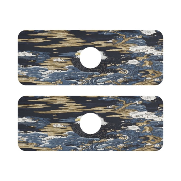 Eagle Pattern Quick Dry Silicone Algae Faucet Pad 14.7x5.4in 2 Pack Absorbent Mat for Kitchen Sink, Bathroom Countertop