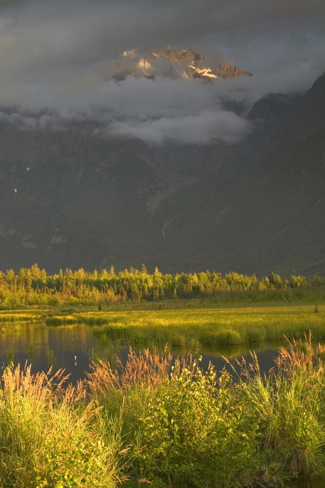 Eagle Peak In Storm Clouds Near Sunset Chugach Sp Ak Sc Eagle River Valley Canvas Art - Michael DeYoung Design Pics (11 x 17)