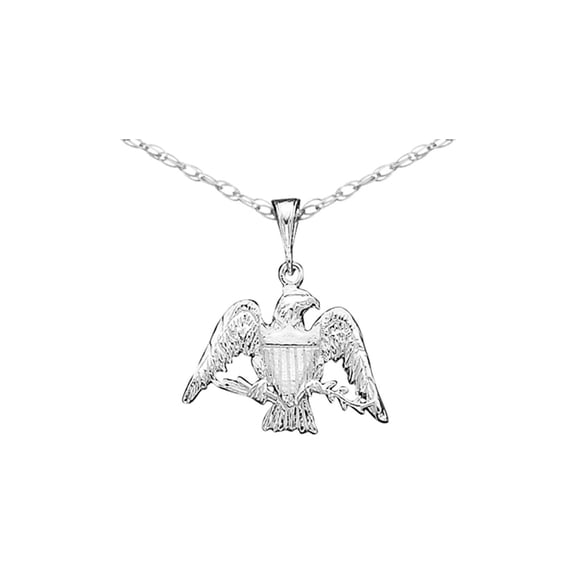 925 Sterling Silver Solid Polished Eagle Charm 23x29mm Wide Pendant Necklace for Women - 3.7 Grams