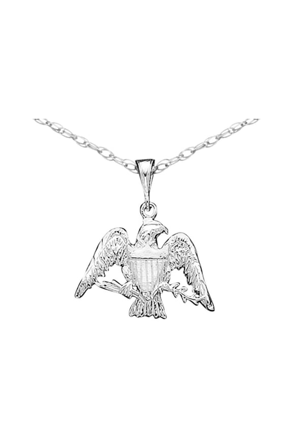 925 Sterling Silver Solid Polished Eagle Charm 23x29mm Wide Pendant Necklace for Women - 3.7 Grams