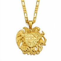 Eagle Pendant Necklaces for Women Men 14k Yellow Gold Armenian coat of Arms Jewelry
