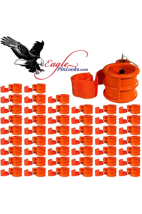 *Keyed Alike* Solid Steel Anti-Theft King Pin Lock for RVs, 5th Wheel Camper and Semi-Truck Trailer Hitches with Orange Warning Ribbon & Powder-Coated Finish (48 Pack)