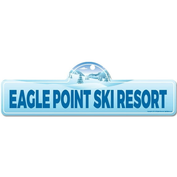 Eagle Point Ski Resort Street Sign | Indoor/Outdoor | Skiing Skier Snowboarder Décor for Ski Lodge Cabin Mountian House | SignMission personalized gift