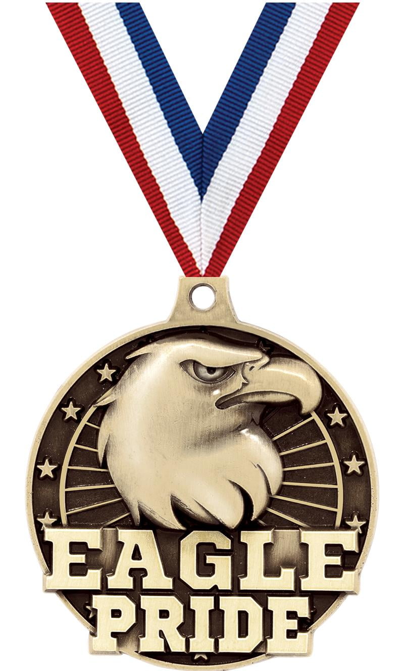 Eagle Pride Medals, 2" Gold Diecast Eagle Pride Medal Award 5 Pack