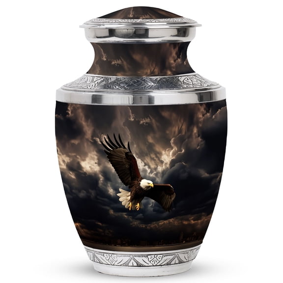 Eagle With Rain Clouds Urn For Ashes, Rain Clouds-Themed Memorial Urns For Human Ashes, Large Cremation Urns For Ashes Adult Female, Funeral Urns, Decorative Ashes Urn 10 Inch