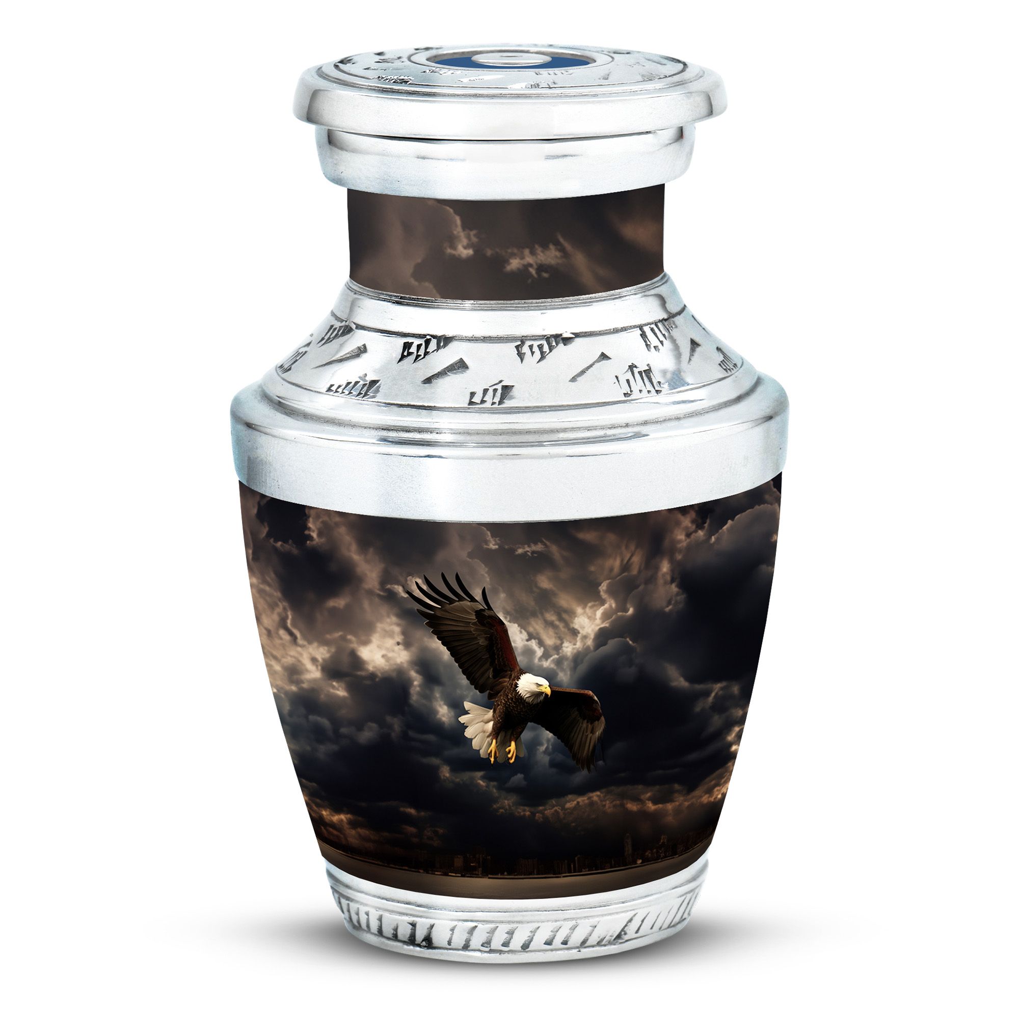 Personalized Medallion Eagle Cremation Urn For Adults – Handcrafted 200 Cubic Inch Urn With Velvet Bag, Holds 200 Lbs Ashes