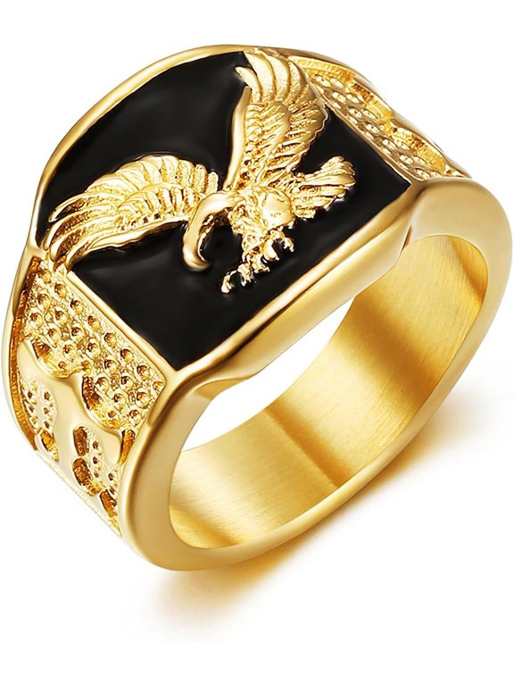 Eagle Ring for men Vulture ring Stainless Steel Hip Hop ring for Men Vintage Animals Rings Iced Out Jewelry Punk Ring Club ring Heavy Metal ring-ring_size-actual_color