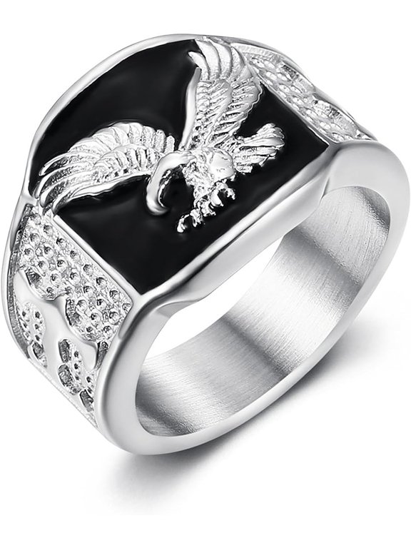 Eagle Ring for men Vulture ring Stainless Steel Hip Hop ring for Men Vintage Animals Rings Iced Out Jewelry Punk Ring Club ring Heavy Metal ring-ring_size-actual_color