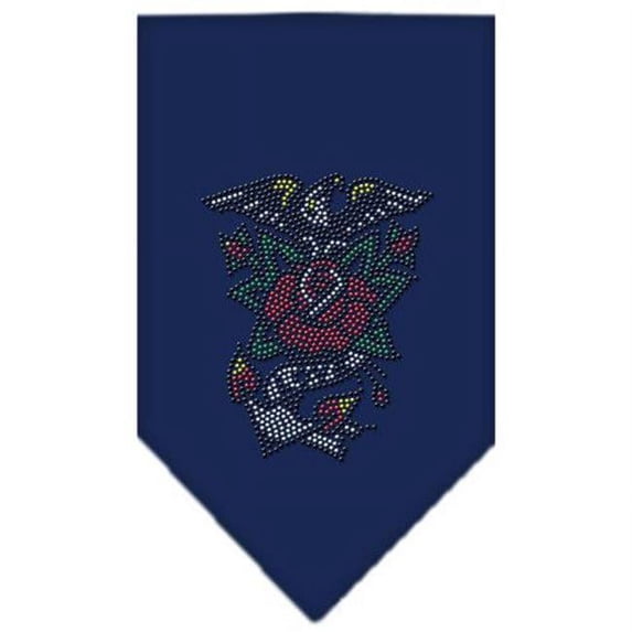 Eagle Rose Rhinestone Bandana Navy Blue Small