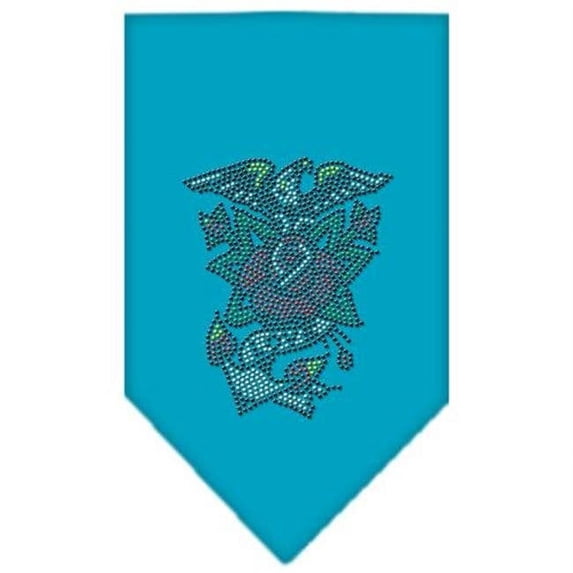 Eagle Rose Rhinestone Bandana Turquoise Large