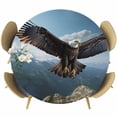 thumbnail image 1 of Eagle Round Tablecloth 45-54 Inch Round Fitted Table Cloth with Elastic Edge, Forest Mountains Range Sky Animal Natural Landscape Waterproof Table Cover Protector for Outdoor Picnic Party Dining, 1 of 6