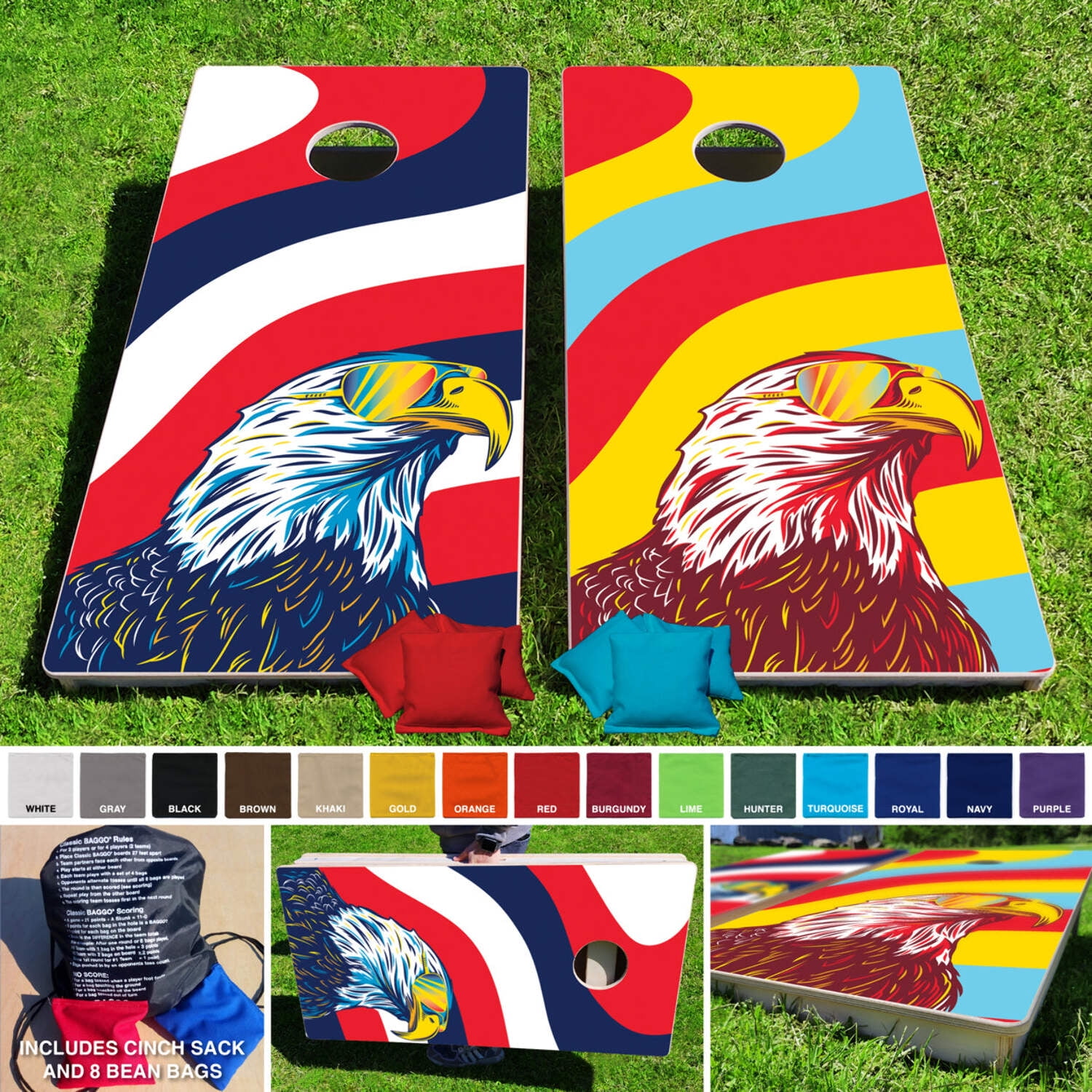Margarita Time Pro Style Cornhole Game Set - 24x48 Inch Wooden Boards With 8 Regulation 16oz Bean Bags