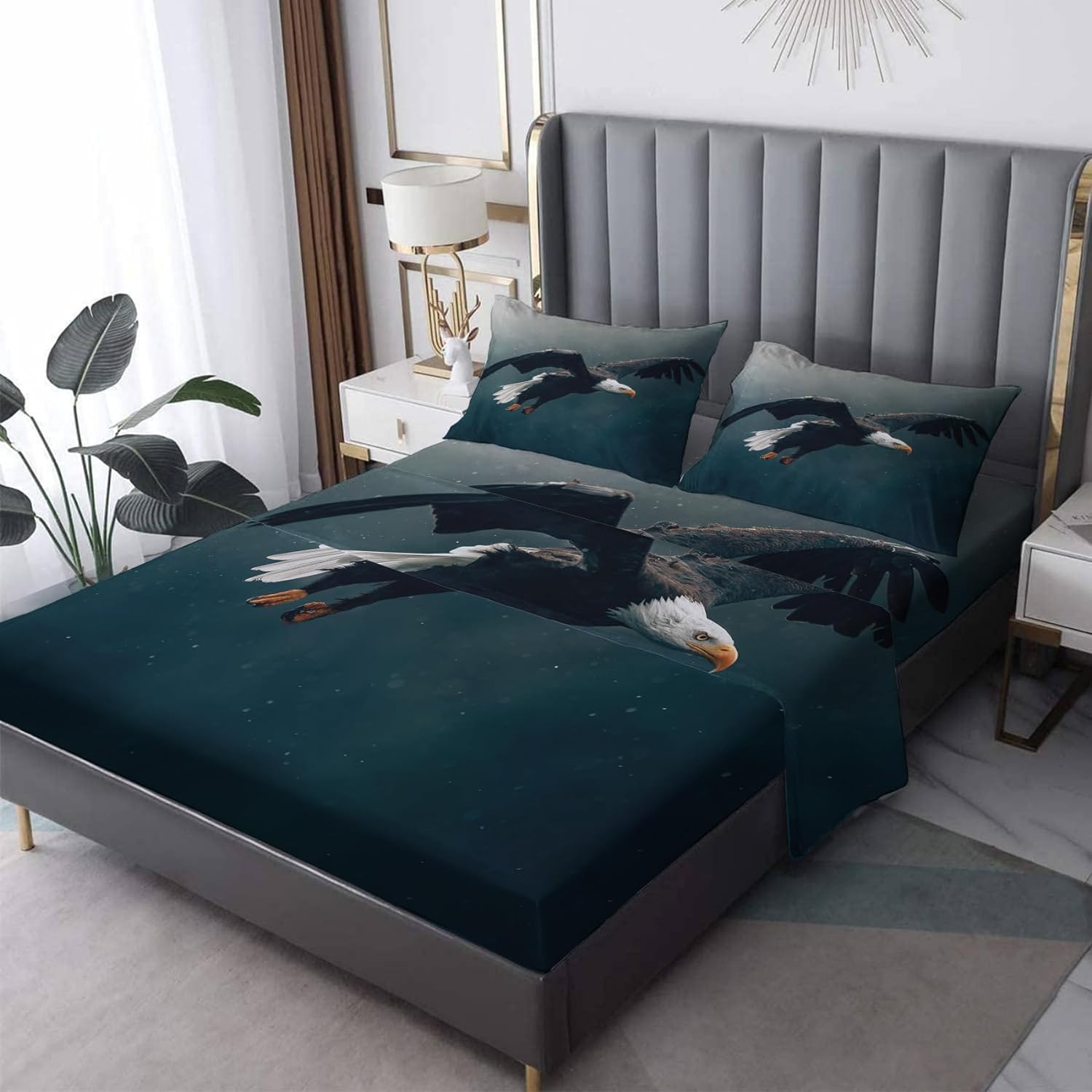 Eagle Sheets Queen Size, Bird Animal Bed Sheets, Patterned Bedding