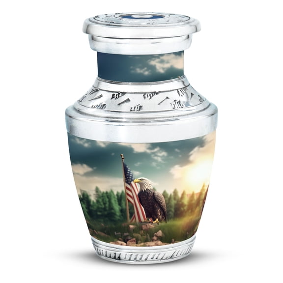 Eagle Sitting On Grass Hill Top Urn For Human Ashes, Large Memorial Urns For Ashes Adult Male, Grass Hill-Themed Funeral Cremation Urns For Ashes, Decorative Burial Urns 3 Inch, 1pcs