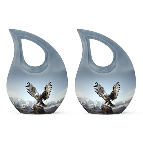 Eagle with Snow Small Keepsake Urns for Human Ashes - Little Keepsake Urns for Adult Ashes Women & Men - Mini Cremation Urns for Ashes - Memorial Small Ashes Urn (Size - 3Inch) Set of 2