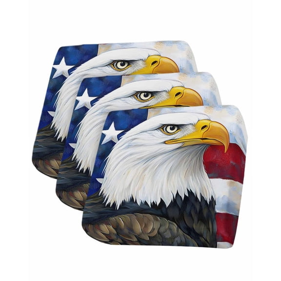 Eagle Sofa Couch Cushion Covers Washable, Removable Stretchable Sectional Couch Covers, Rustic Independence Day Red Blue Star Striped Flag Slipcovers for L & T Shape Sofa Protector S Size 3 pcs