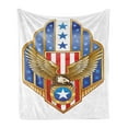 thumbnail image 1 of Eagle Soft Flannel Fleece Throw Blanket, Heraldic Illustration Freedom Gold Yellow Winged Eagle with Flag States, Cozy Plush for Indoor and Outdoor Use, 50" x 60", Multicolor, by Ambesonne, 1 of 6