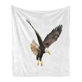 thumbnail image 1 of Eagle Soft Flannel Fleece Throw Blanket, Image of a Hunter Flying Looking for Prey Predator Scenes from Nature, Cozy Plush for Indoor and Outdoor Use, 60" x 80", Cream Dark Brown Yellow, by Ambesonne, 1 of 6