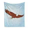 thumbnail image 1 of Eagle Soft Flannel Fleece Throw Blanket, Pop Art Half Toned Background Falcon Retro Comic Style Illustration, Cozy Plush for Indoor and Outdoor Use, 50" x 60", Baby Blue Cinnamon, by Ambesonne, 1 of 5