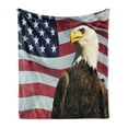 thumbnail image 1 of Eagle Soft Flannel Fleece Throw Blanket, United States of America Flag with of the Country Looking into the Horizon, Cozy Plush for Indoor and Outdoor Use, 60" x 80", Multicolor, by Ambesonne, 1 of 5