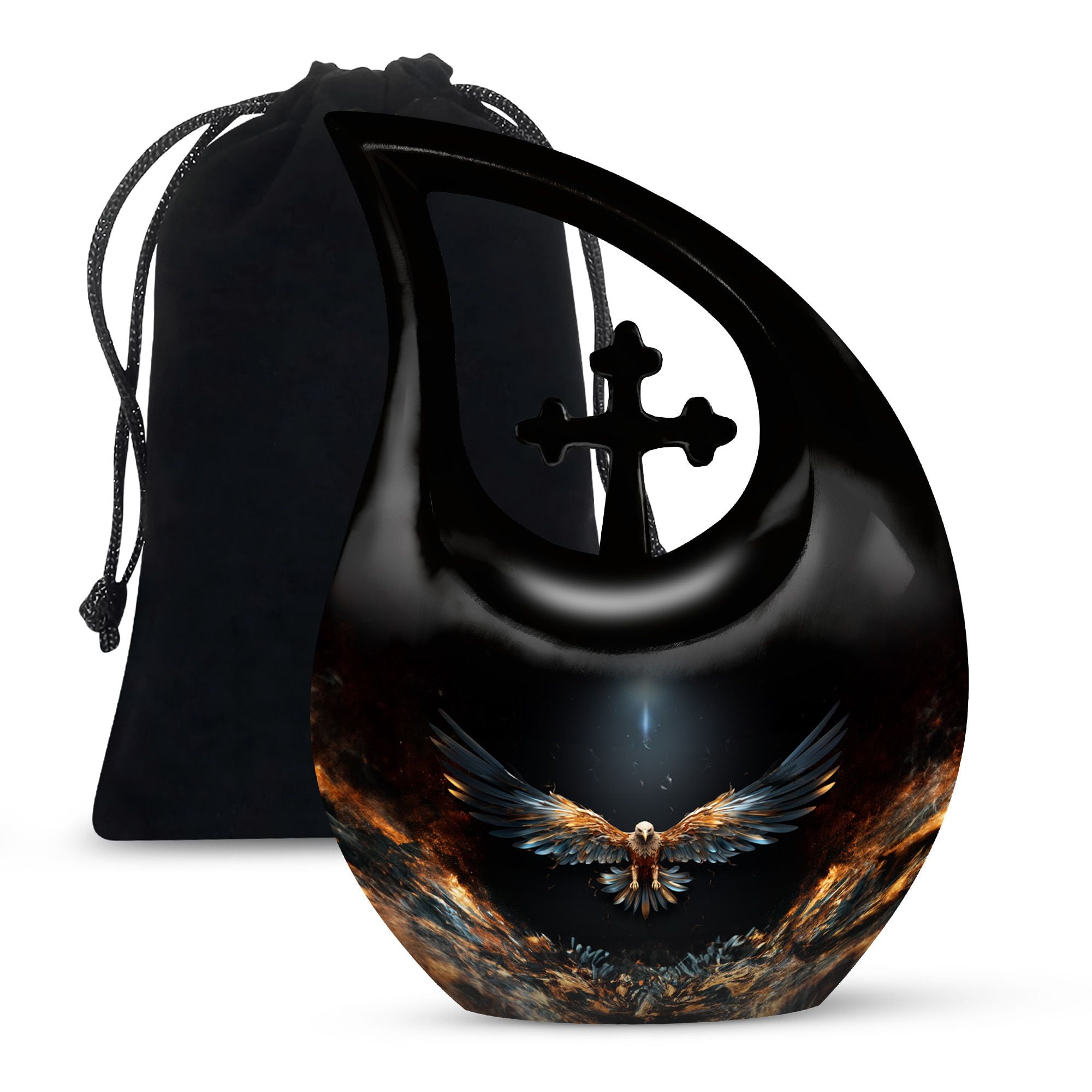 Eagle Spreading Wings Dark Background 10Inch Peaceful Farewell Urns