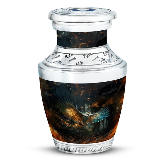 Eagle Spreading Wings In Fire Urn For Human Ashes, Large Memorial Urns For Ashes Adult Male, Fire-Themed Funeral Cremation Urns For Ashes, Decorative Burial Urns 3 Inch, 1pcs
