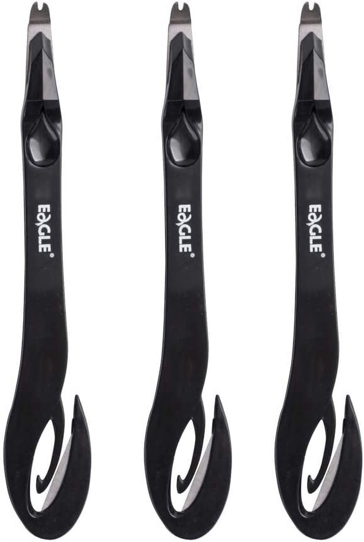 Eagle Staple Remover, Staple Puller, PushStyle, Builtin Letter Opener, 3Pack, Black