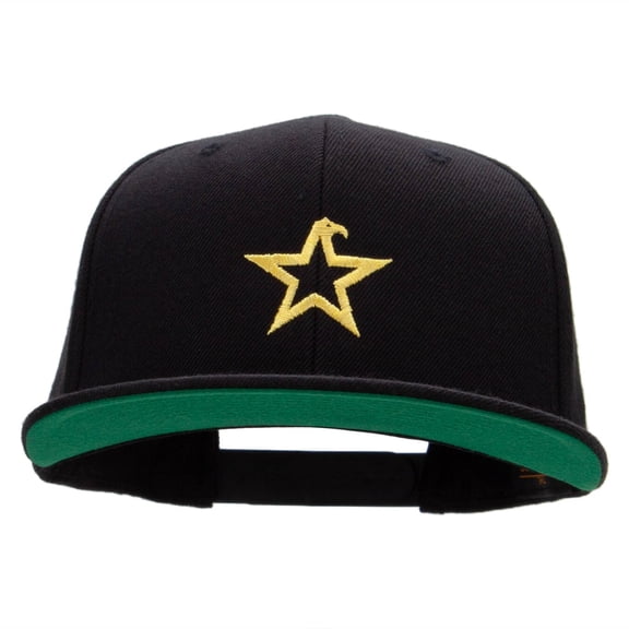 Eagle Star Embroidered Wool Blend Prostyle Snapback - Black OSFM