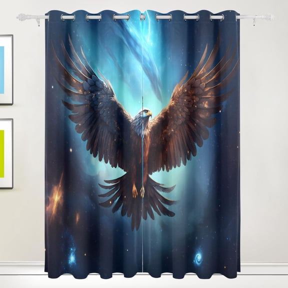 Eagle Starry Sky Wings Black Out Curtains 72 Inch Length Curtains for Sliding Glass Doors Bedroom Living Room 2 Pack