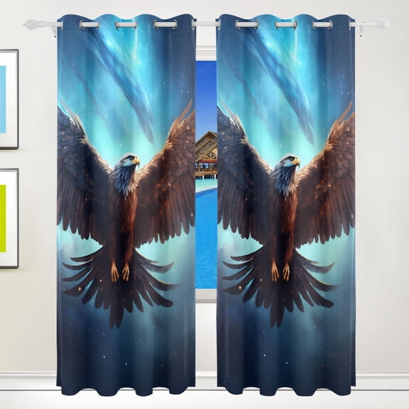 Eagle Starry Sky Wings Curtains Black Out 72 Inch Length Curtains for Sliding Glass Doors Bedroom Living Room 2 Pack