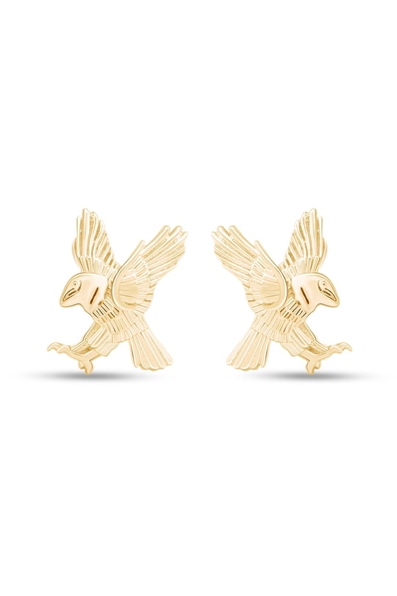 Eagle Stud Earrings In 14k Yellow Gold Over Sterling Silver