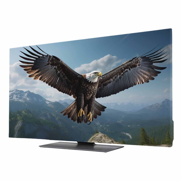 Eagle TV Cover for 32 Inch Screen,Stretch Fabric Dustproof TV Display Protector,Forest Mountains Range Sky Animal Natural Landscape Elastic Slipcover Monitor Cover for Desktop Computer 27.9"x15.7"