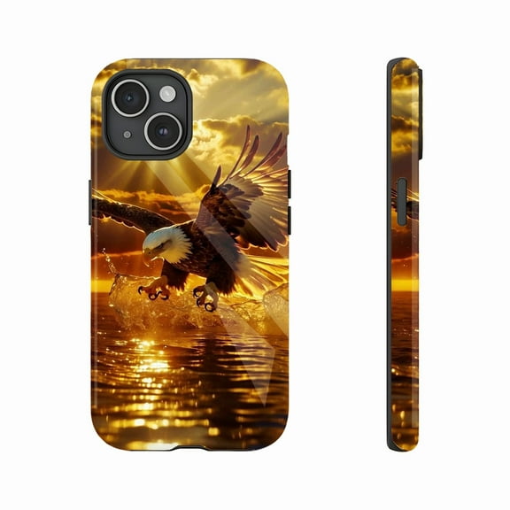 Eagle Themed iPhone Case with Majestic Golden Sunset Design Compatible with iPhone 11/12/13/14/15/16 (Pro Max/Plus) for Nature Lovers & Outdoor Enthusiasts