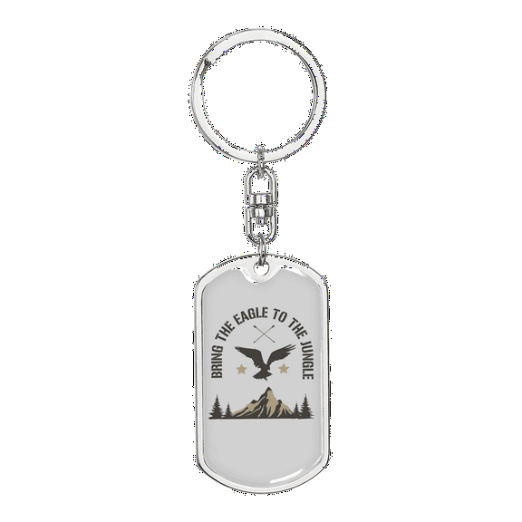 Eagle To Jungle Hunter'S Keychain Stainless Steel or 18k Gold Dog Tag Keyring