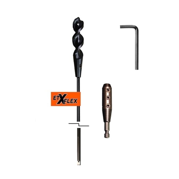 Eagle Tool US ETD75072XH X Flex Extended Drill Dirt Auger Bit and Adaptor Kit, 3/4-inch by 72-inch Bit and Hex Adaptor, Made in The USA