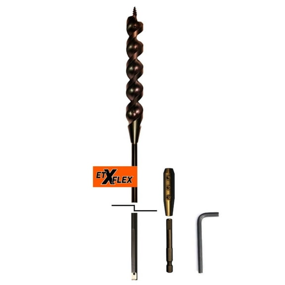 Eagle Tool US EA37554XH X Flex Installer Drill Bit and Adaptor Kit, Auger Style, 3/8-in by 54-In bit and 3/16-in Hex Adaptor, Made in the USA