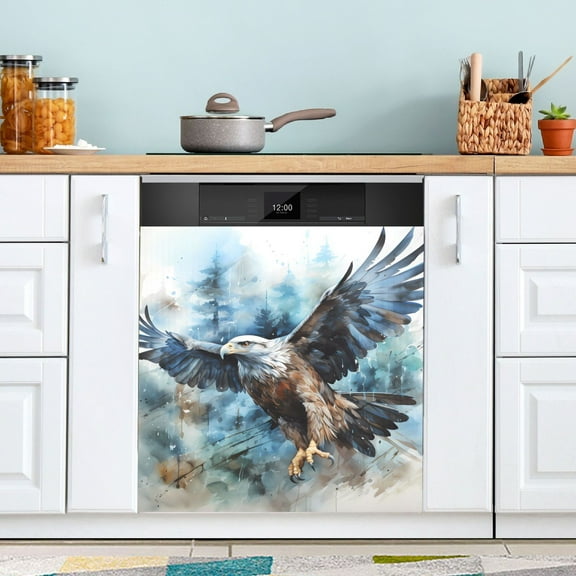 Eagle Trees Painting Dishwasher Magnetic Covers Magnet Sticker Kitchen Decor Dishwasher Refrigerator Front Door Covers Decorative Magnetic 23" x 26"
