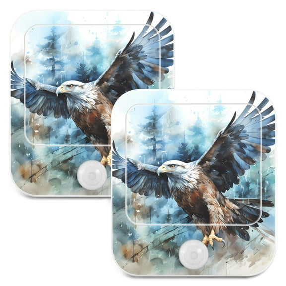 Eagle Trees Painting Night Lights Plug into Wall LED with Auto Light Sensor Warm Light for Kids Hallway Bedroom Living Room Kitchen Bathroom Set of 2