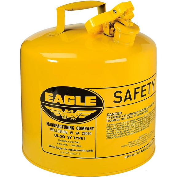 Eagle Type I Safety Can, 5 Gallon, Yellow, 1 Each (EGLUI50SY)