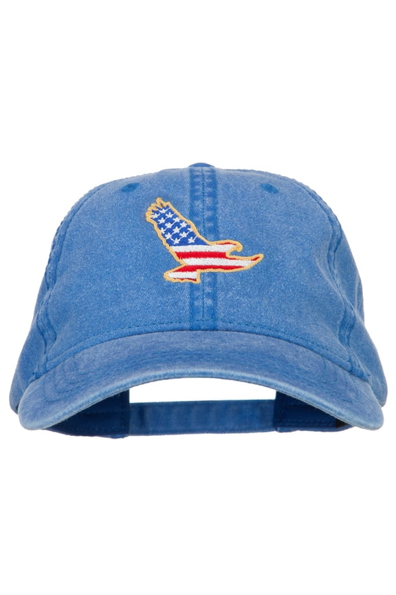 Eagle USA Flag Embroidered Washed Buckle Cap - Royal OSFM