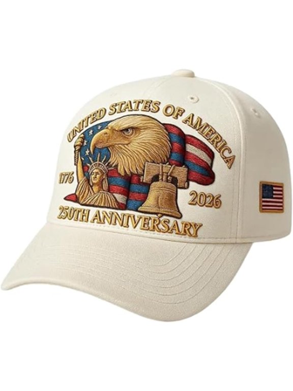 – United States 250th Anniversary Cap, Adjustable Patriotic Baseball Cap, US 250th Anniversary Tribute Retro Washed Hat
