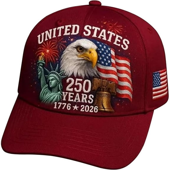 Eagle – United States 250th Anniversary Hat: Adjustable 250 Year American Anniversary Cap, USA Patriotic Caps
