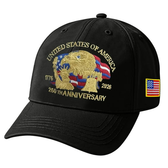Eagle – United States 250th Anniversary Hat, Adjustable Anniversary Printed Patriotic Baseball Cap for Men Women Multi (3pcs, Black)
