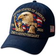 thumbnail image 1 of US 250th Anniversary Cap – United States 250th Anniversary Hat, Adjustable Bald Eagle Printed Patriotic Baseball Cap for Men Women Multi (Blue), 1 of 7