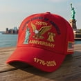 thumbnail image 1 of Eagle – United States 250th Anniversary Hat, Adjustable Patriotic Baseball Cap with Bald Eagle, Retro Washed Cap for Veterans(Red), 1 of 5