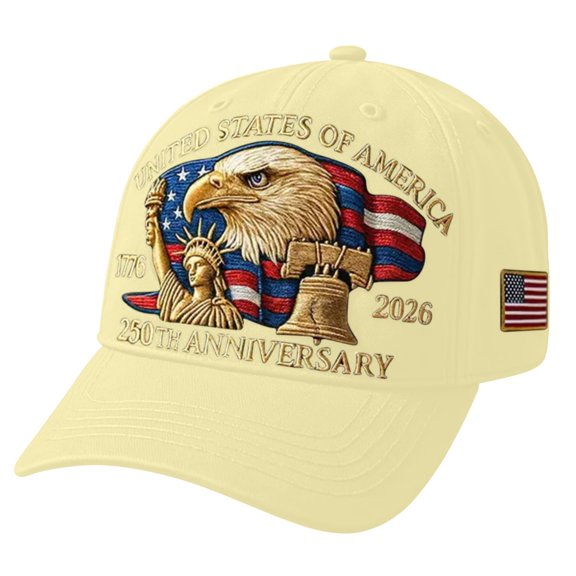 Eagle – United States 250th Anniversary Hat, Adjustable Patriotic Embroidered Baseball Cap with Bald Eagle, Retro Washed Cap (3Pcs, Lemon Yellow)