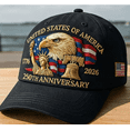 thumbnail image 1 of Eagle – United States 250th Anniversary Hat for Men Women Adjustable Bald Eagle Veterans Patriotic Baseball Cap, 1 of 6