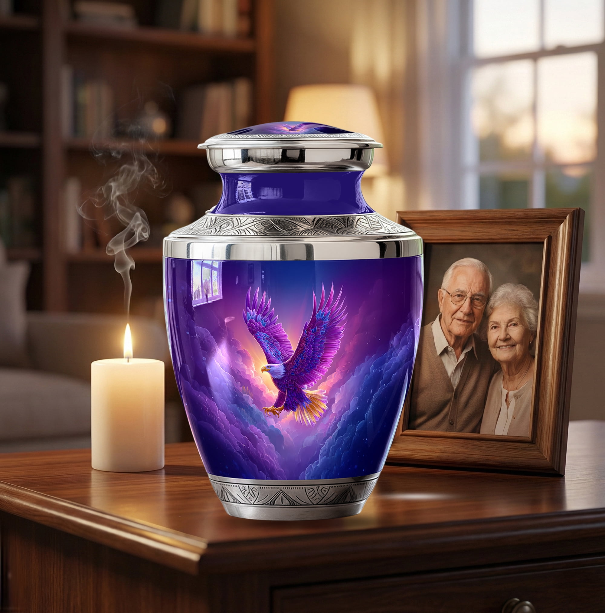 Eagle Urn for Human Ashes Adult - Cremation Urn with Eagle Design - Large Urns for Ashes Adult Male - Memorial Urns for Women - Decorative Ash Container for Mom ( SizE )