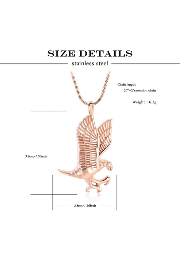 Eagle Urn Pendant Memory Necklace Cremation Jewelry for Ashes Keepsake Memorial Jewelry