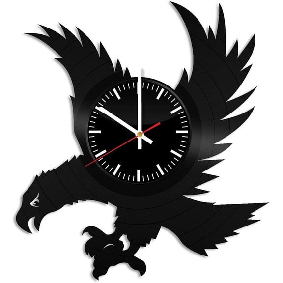 Eagle Vintage Black Vinyl Wall Clock,Vinyl Record Clock Wall Art Unique Room Home Decorations Black Handmade Art Gift